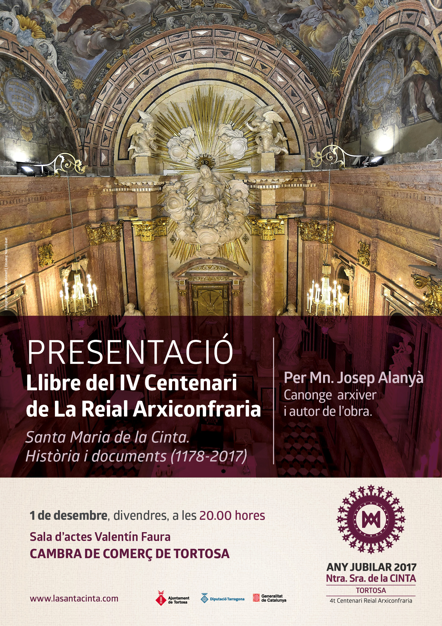 Conferència i presentació del llibre sobre la  Santa Maria de la Cinta de mossèn Josep Alanyà canonge arxiver de la Catedral de Tortosa